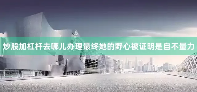 炒股加杠杆去哪儿办理最终她的野心被证明是自不量力